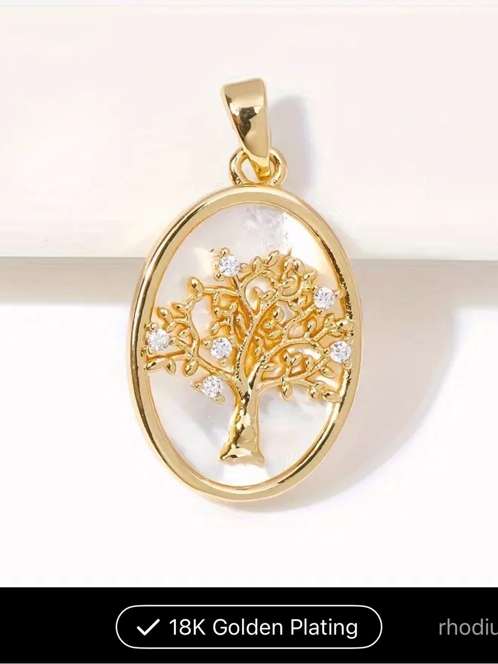 Gold Tree of Life Pendant Necklace - White Mother of Pearl